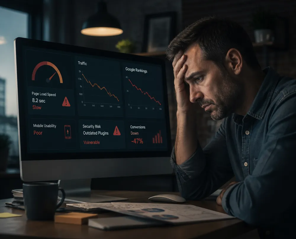 Outdated, neglected small business website losing customers and search rankings